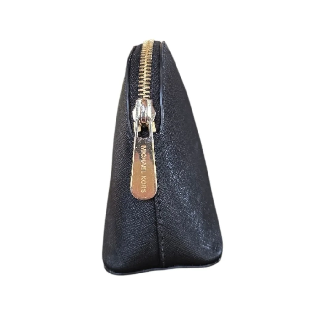 Michael Kors Cindy Dome Jet Set Black Saffiano Leather Pouch Cosmetic Case
